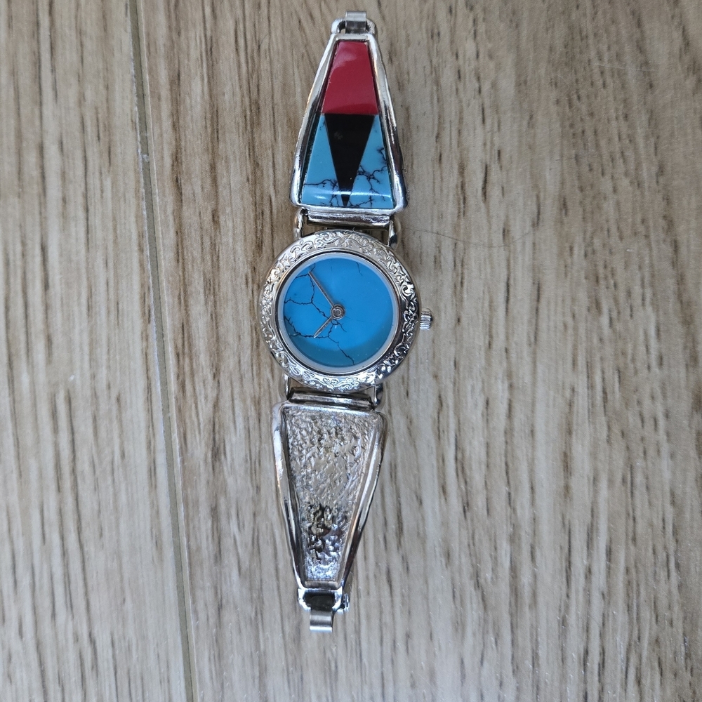 VINTAGE❤️ Turquiose Watch with Western Inspired Band. LA Express